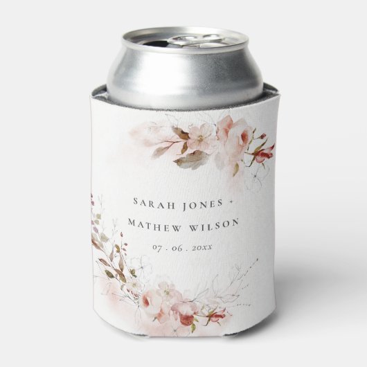 Rafraîchisseur Pour Canette Dusky Fall Marsala Blush Floral Wreath Mariage (Can devant)