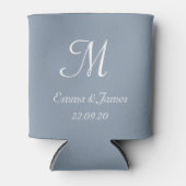 Rafraîchisseur Pour Canette Dusty Blue Monogram Fête de mariage Favoriser (Devant)