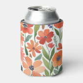 Rafraîchisseur Pour Canette Eclectique aquarelle Floral Terracotta Fleur sauva (Can devant)