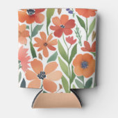 Rafraîchisseur Pour Canette Eclectique aquarelle Floral Terracotta Fleur sauva (Devant)