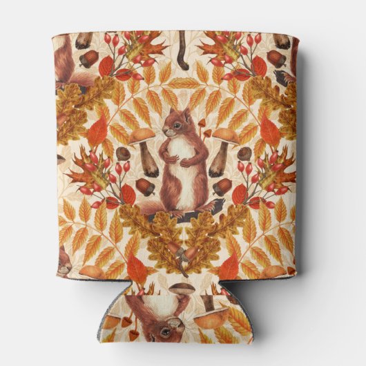 Rafraîchisseur Pour Canette Écureuil d'automne sur blanc (Dos)