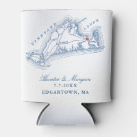 Edgartown MA Carte Elegant Marine Blue Wedding Fav