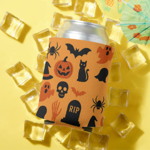 Rafraîchisseur Pour Canette Éffrayant Halloween Can Cooler - Black & Orange Tr