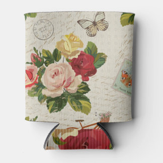 Rafraîchisseur Pour Canette Elégance florale vintage, papillon