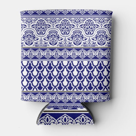 Rafraîchisseur Pour Canette Elégance Orientale Bleue : Jeu de Patchwork Filigr (Devant)