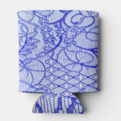 Rafraîchisseur Pour Canette Élégance royale : dentelle de couture bleue (Dos)