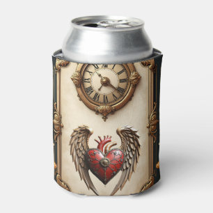 Rafraîchisseur Pour Canette Elégance vintage : une horloge et un coeur élégant