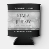 Rafraîchisseur Pour Canette Élégant 25e anniversaire de Mariage d'argent (Devant)