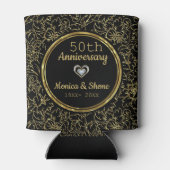 Rafraîchisseur Pour Canette Élégant 50e anniversaire de Mariage Black & Gold (Dos)