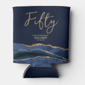 Rafraîchisseur Pour Canette Élégant 50e anniversaire fête Blue Gold Agate (Devant)