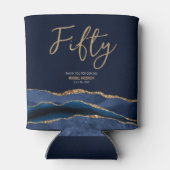 Rafraîchisseur Pour Canette Élégant 50e anniversaire fête Blue Gold Agate (Dos)