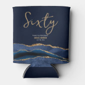 Rafraîchisseur Pour Canette Élégant 60e anniversaire fête Blue Gold Agate (Devant)