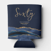 Rafraîchisseur Pour Canette Élégant 60e anniversaire fête Blue Gold Agate (Dos)