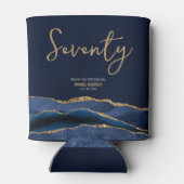 Rafraîchisseur Pour Canette Élégant 70e anniversaire fête Blue Gold Agate (Dos)