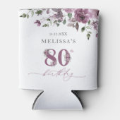 Rafraîchisseur Pour Canette Elégant 80e anniversaire Roses violets (Devant)