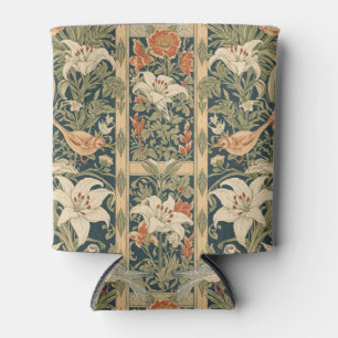 Rafraîchisseur Pour Canette Élégant Art Nouveau Vintage Botanique Oiseau Lys