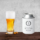 Rafraîchisseur Pour Canette Elégant blanc avec couronne de monogramme noir