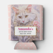 Rafraîchisseur Pour Canette Élégant chat blanc en or et diamants Anniversaire (Dos)