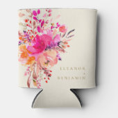 Rafraîchisseur Pour Canette Élégant Chic Rose Aquarelle Floral Mariage Sur Mes (Devant)