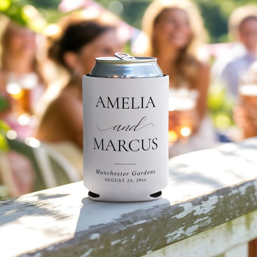 Rafraîchisseur Pour Canette Elegant Classic Script Calligraphy Wedding