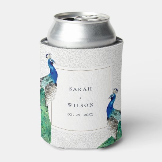 Rafraîchisseur Pour Canette Elégant Classy Ornate Aquarelle Peacock Mariage (Can devant)