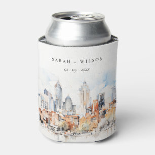 Rafraîchisseur Pour Canette Elégant Denver Colorado Skyline Watercolor Mariage