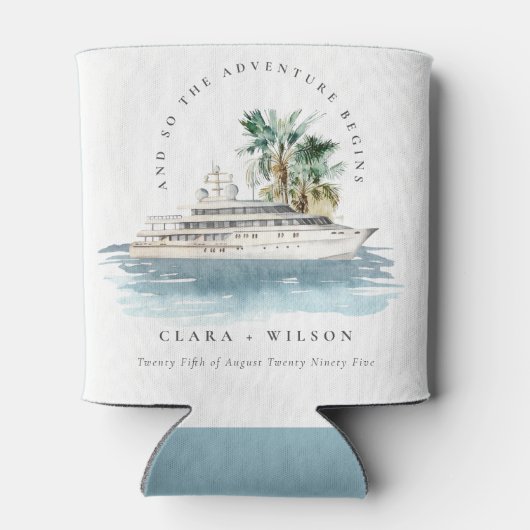 Rafraîchisseur Pour Canette Elégant Dusky Cruise Ship Palm Mariage marin (Dos)