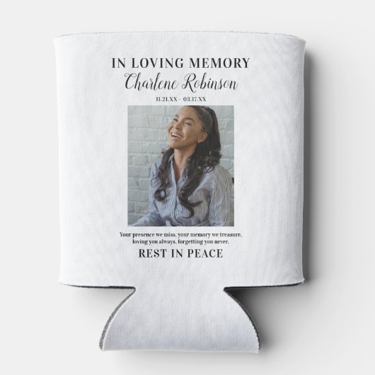 Rafraîchisseur Pour Canette Élégant En Mémoire Amoureuse | Mémorial photo (Dos)