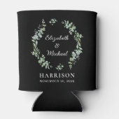 Rafraîchisseur Pour Canette Elégant Eucalyptus Verdure Noir Mariage Faveur (Dos)