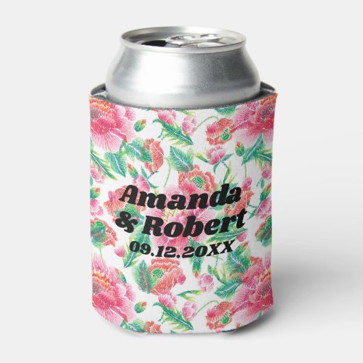 Rafraîchisseur Pour Canette Élégant Fille Lumineuse Motif Fleurs Roses (Can devant)