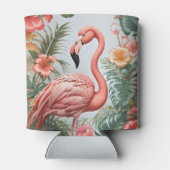 Rafraîchisseur Pour Canette Elégant Flamant rose rose Oiseau Fleurs tropicales (Dos)