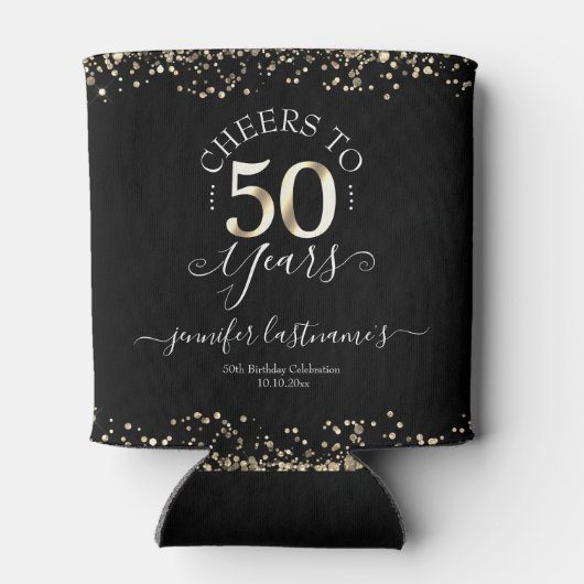 Rafraîchisseur Pour Canette Élégant Gold 50e Anniversaire Script Can Cooler (Dos)