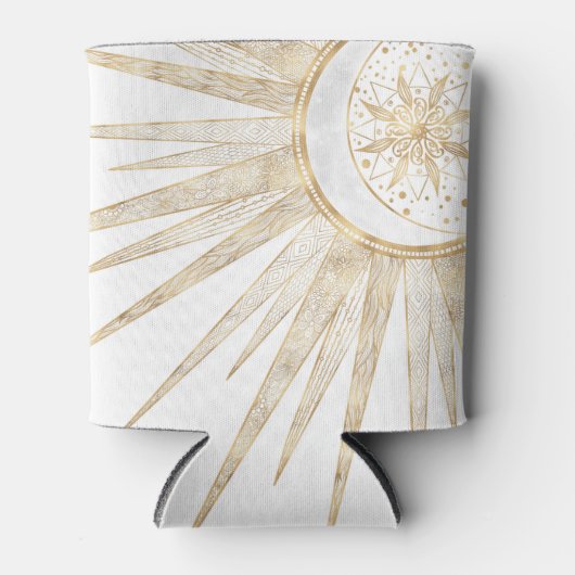 Rafraîchisseur Pour Canette Elegant Gold Doodles Sun Moon Mandala Design (Devant)