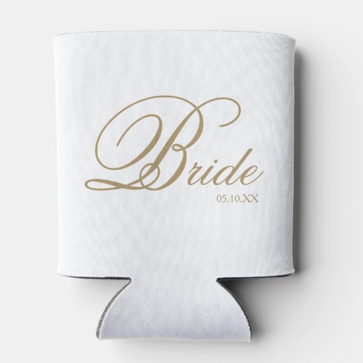 Rafraîchisseur Pour Canette Élégant Gold White Script Bride Peut refroidir (Dos)