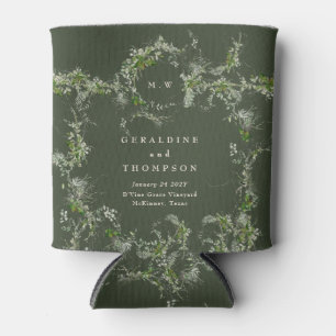 Rafraîchisseur Pour Canette Elégant Green Eucalyptus Monogram Mariage Cadeau