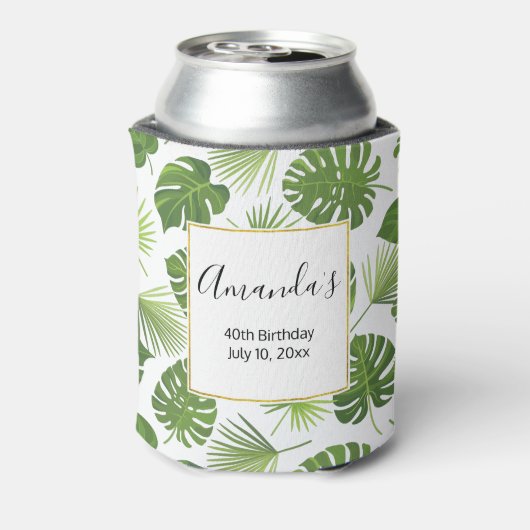 Rafraîchisseur Pour Canette Elégant Green Tropical Feuille Motif Anniversaire (Can Dos)