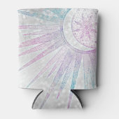 Rafraîchisseur Pour Canette Elegant Iridescent Sun Moon Mandala Silver Design (Devant)