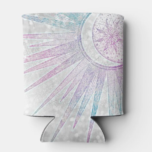 Rafraîchisseur Pour Canette Elegant Iridescent Sun Moon Mandala Silver Design (Dos)