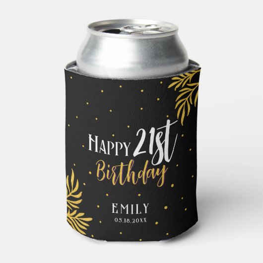 Rafraîchisseur Pour Canette Elégant Joyeux 21ème anniversaire Gold Foliage Par (Can devant)