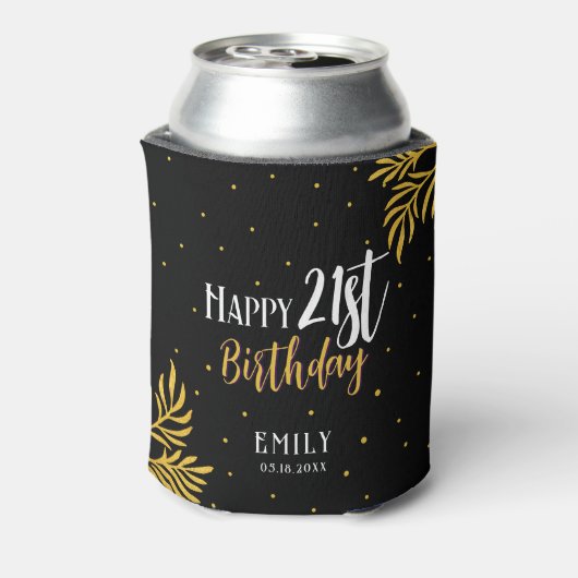 Rafraîchisseur Pour Canette Elégant Joyeux 21ème anniversaire Gold Foliage Par (Can Dos)