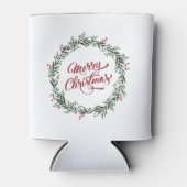 Rafraîchisseur Pour Canette Élégant Joyeux Noël Floral | Câble de refroidissem (Devant)