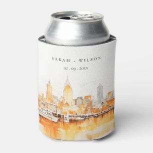 Rafraîchisseur Pour Canette Élégant Mariage d'aquarelle Skyline de Nashville C