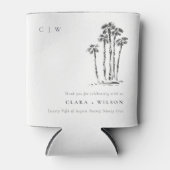 Rafraîchisseur Pour Canette Élégant Mariage de croquis de palmier côtier tropi (Devant)