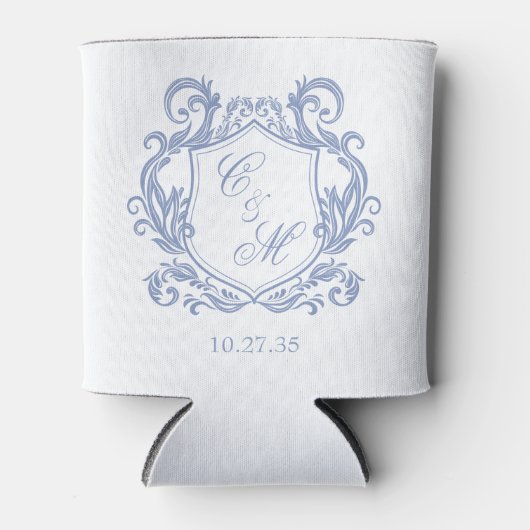 Rafraîchisseur Pour Canette Élégant Mariage de Monogram Blue Dusty (Devant)