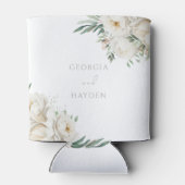 Rafraîchisseur Pour Canette Elégant Mariage floral blanc et feuille d'âge (Dos)