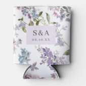 Rafraîchisseur Pour Canette Élégant Mariage Lilac Monogrammé (Devant)