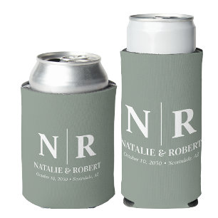 Rafraîchisseur Pour Canette Élégant Mariage Monogramme Mariage Initiales de la