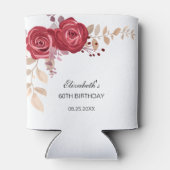 Rafraîchisseur Pour Canette Elégant Maroon Rose Floral Verdure Anniversaire (Dos)