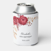 Rafraîchisseur Pour Canette Elégant Maroon Rose Floral Verdure Anniversaire (Can Dos)