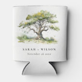 Rafraîchisseur Pour Canette Elégant minimal vert aquarelle Mariage chêne arbre (Devant)